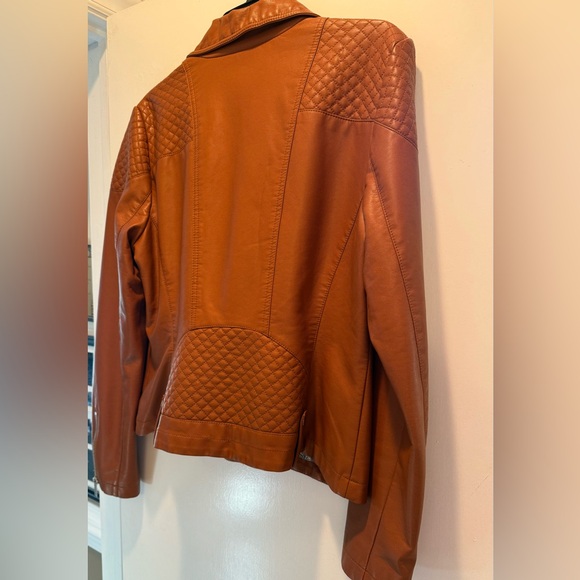 Black Rivet Brand - Brown Faux Leather Moto Jacket | Quilted | Size L - Picture 2 of 6